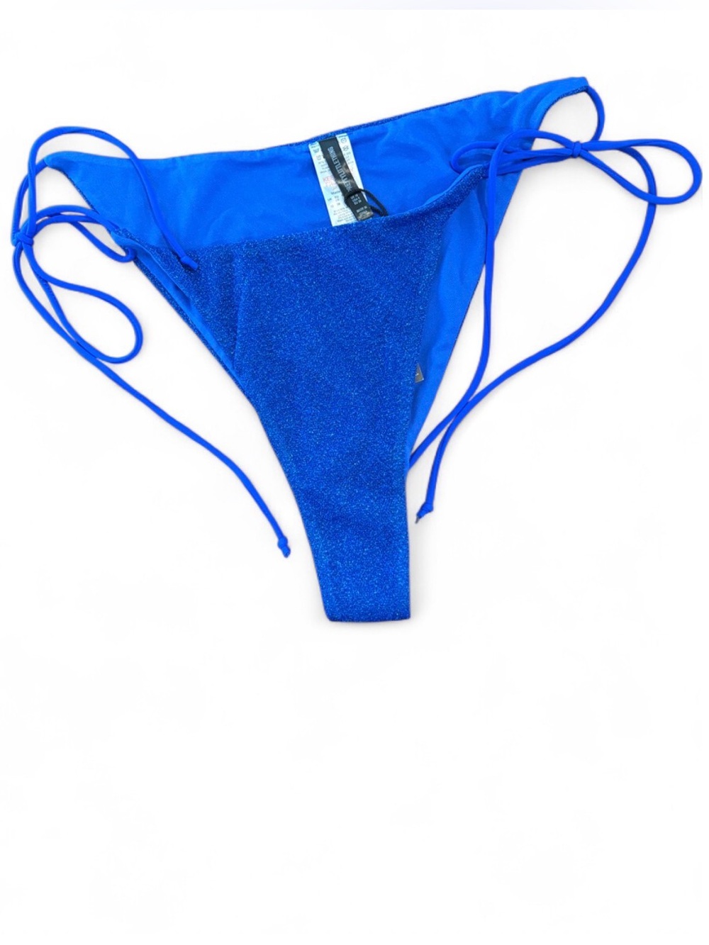 PrettyLittleThing Cobalt Blue Glitter Side Tie Bikini Bottoms NWT Size 6